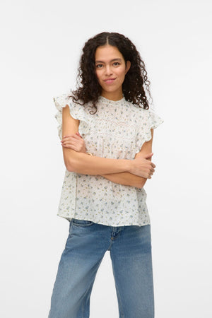 Trine Lace Top - Lumikki AOP: Magurite Blue Jasper