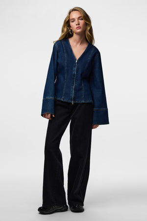 Flora Denim Shirt - Tummansininen Denim