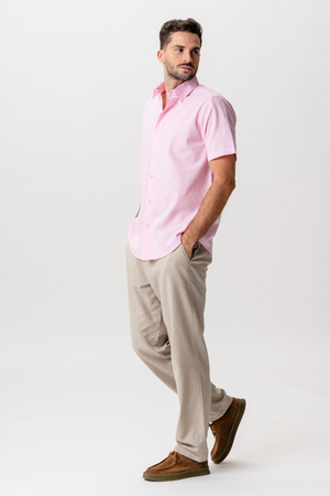 Lyhythihainen pellavapaita - vaaleanpunainen