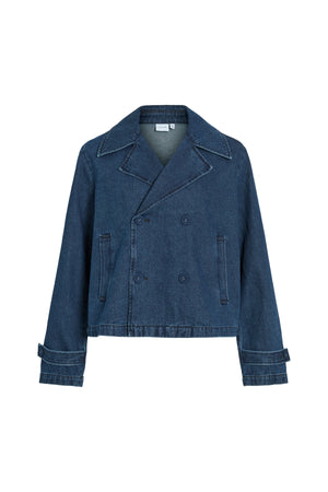 Nata Short Denim Trenchcoat - Tummansininen Denim