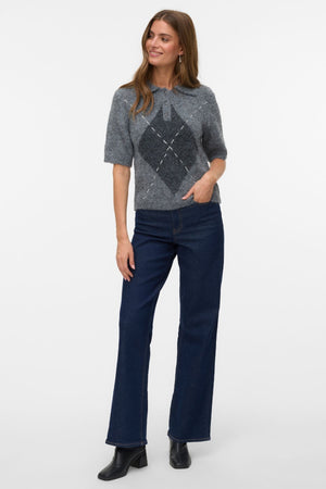 Bliss 2/4 Poloneck Pullover - Keskikokoinen harmaa melange