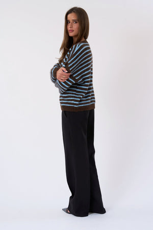 Sienna Striped Knit - suklaa/vaaleansininen
