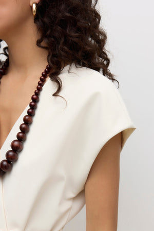 Vannah V-kaula-aukkoinen Midi-liivi - koivu