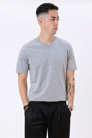 Basic V-kaula-aukkoinen t-paita - Oxford Grey