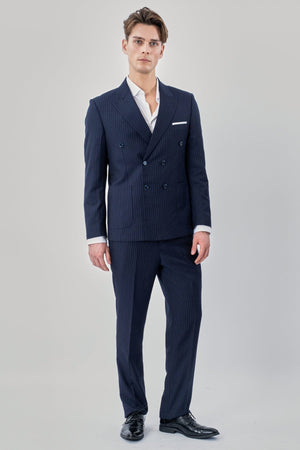 Klassinen Pants - Navy Pinstripe