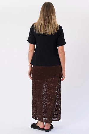 Amara Lace Maxi Hame - Kahvi