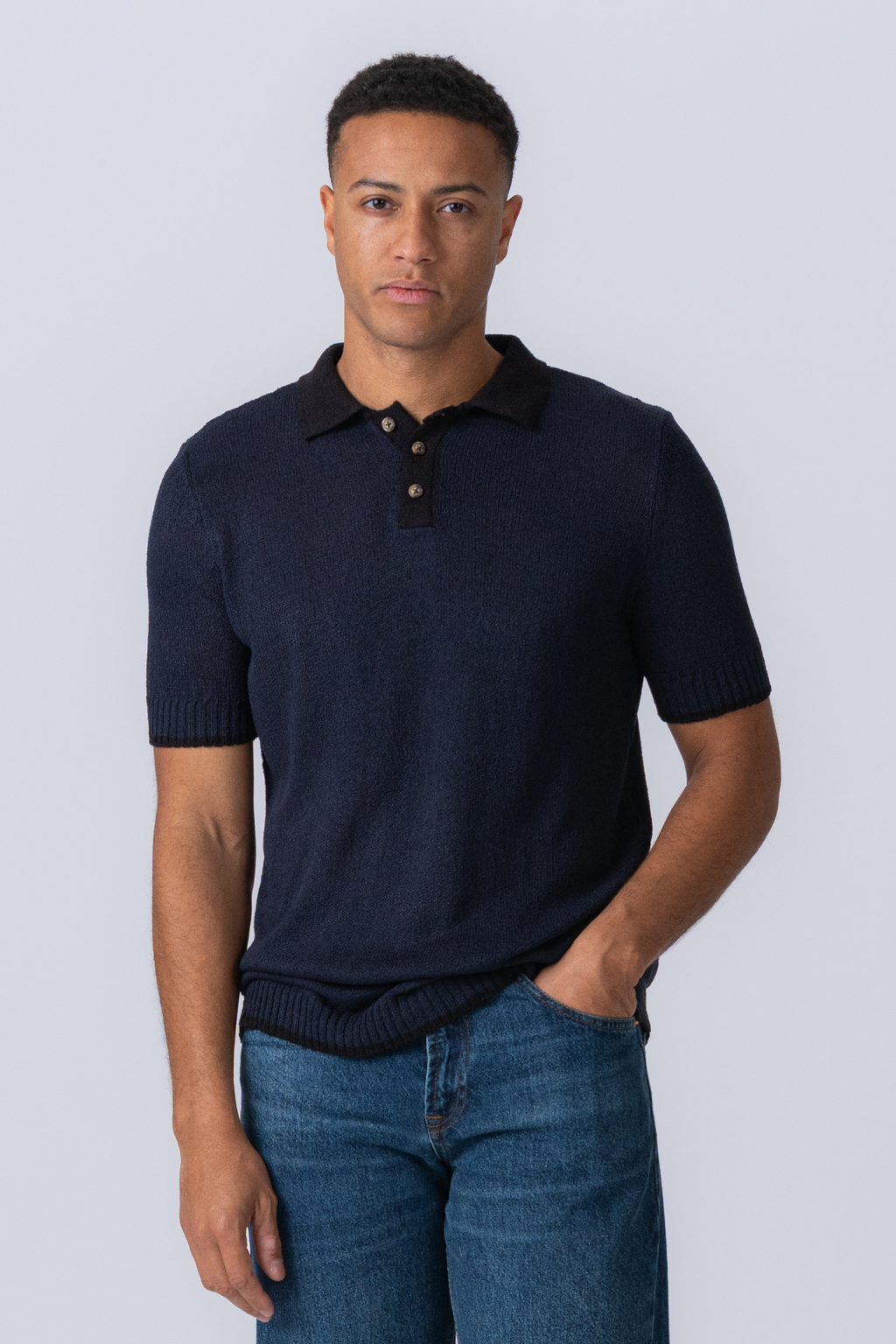 Knitted Polo - Navy