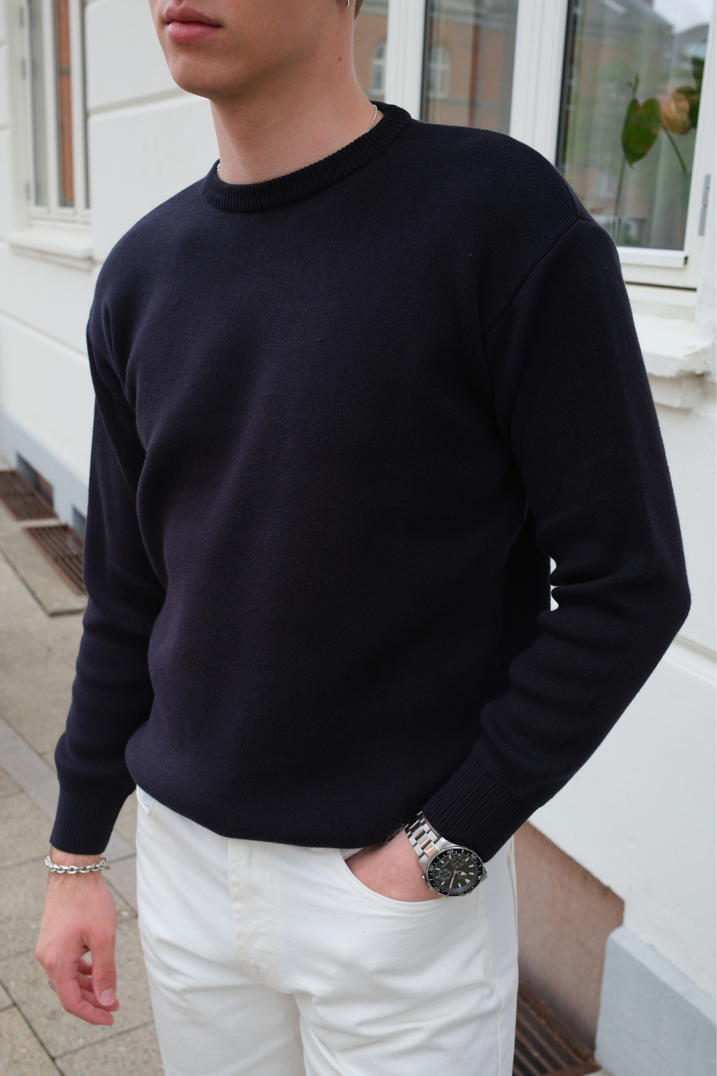Crewneck Knit Pusero - Tumma merivoimat