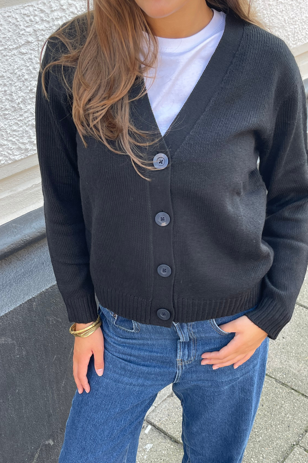 Neulottu neuletakki - musta