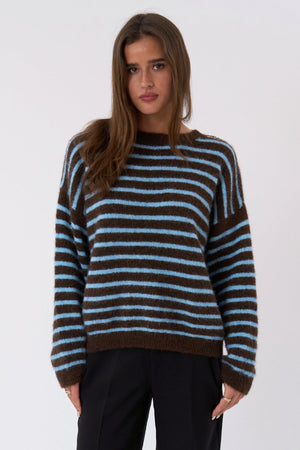 Sienna Striped Knit - suklaa/vaaleansininen