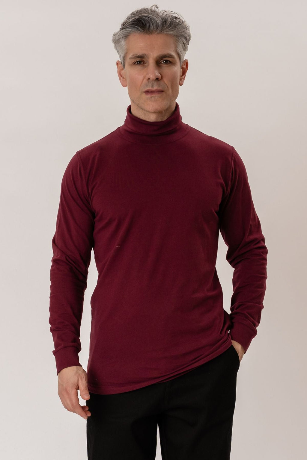 Rullakaulus villapaita - viininpunainen