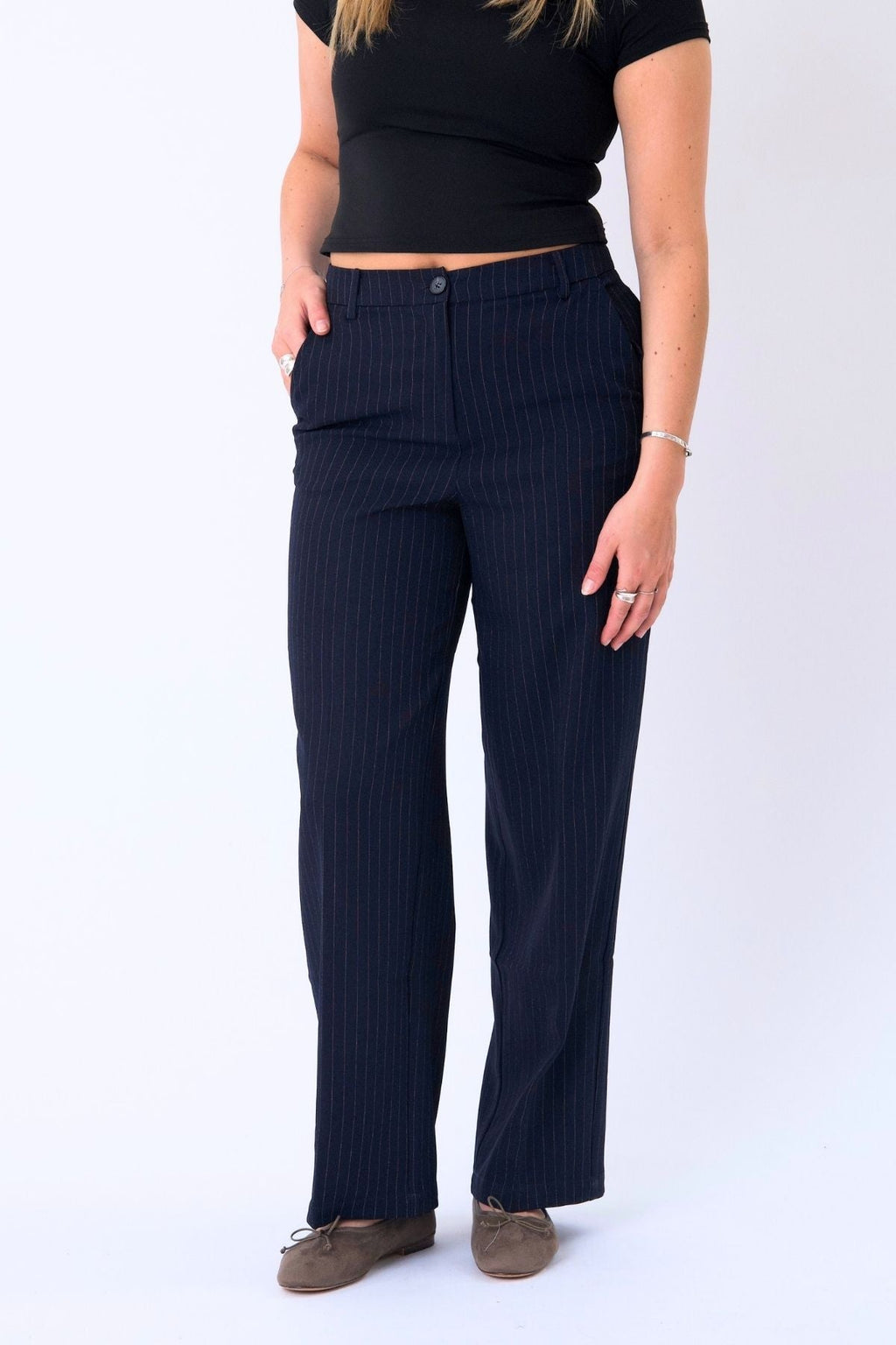 Klassiset puku housut - laivaston pinstripe