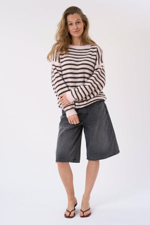 Sienna Striped Knit - Pinkki/suklaa