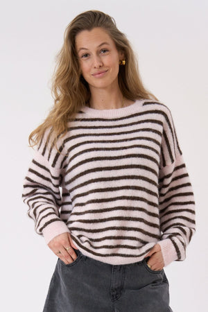 Sienna Striped Knit - Pinkki/suklaa