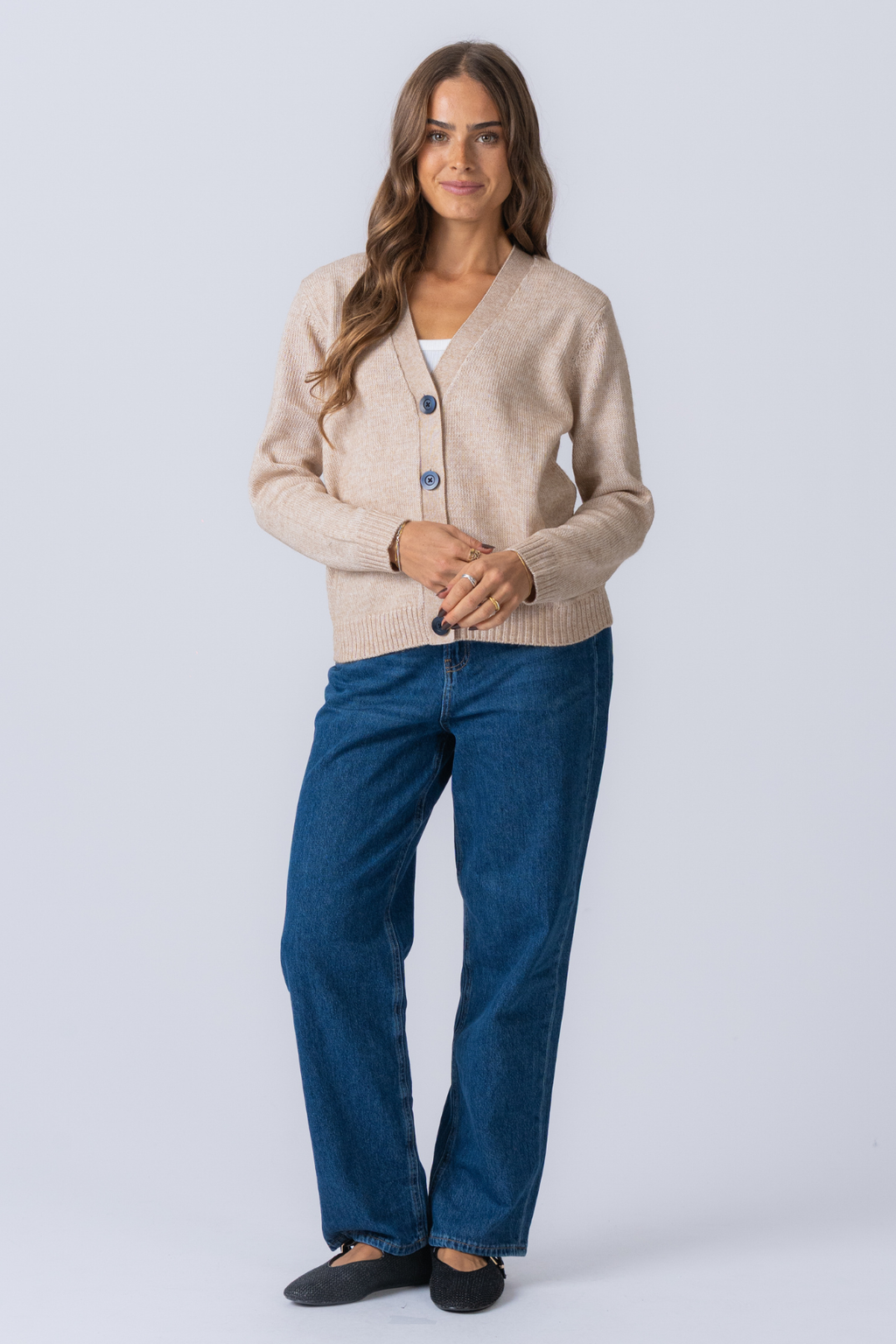 Neulottu neuletakki - beige