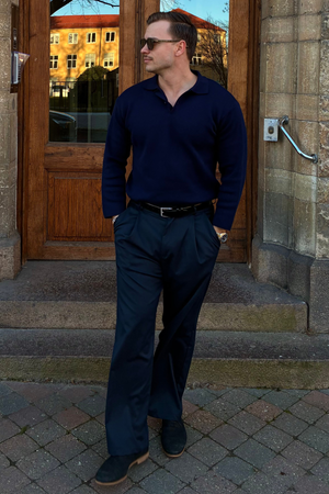 Neulottu pitkähihainen polo - laivasto