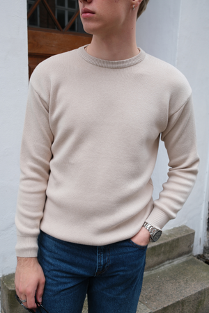 Crewneck Knit Pusero - Light Beige