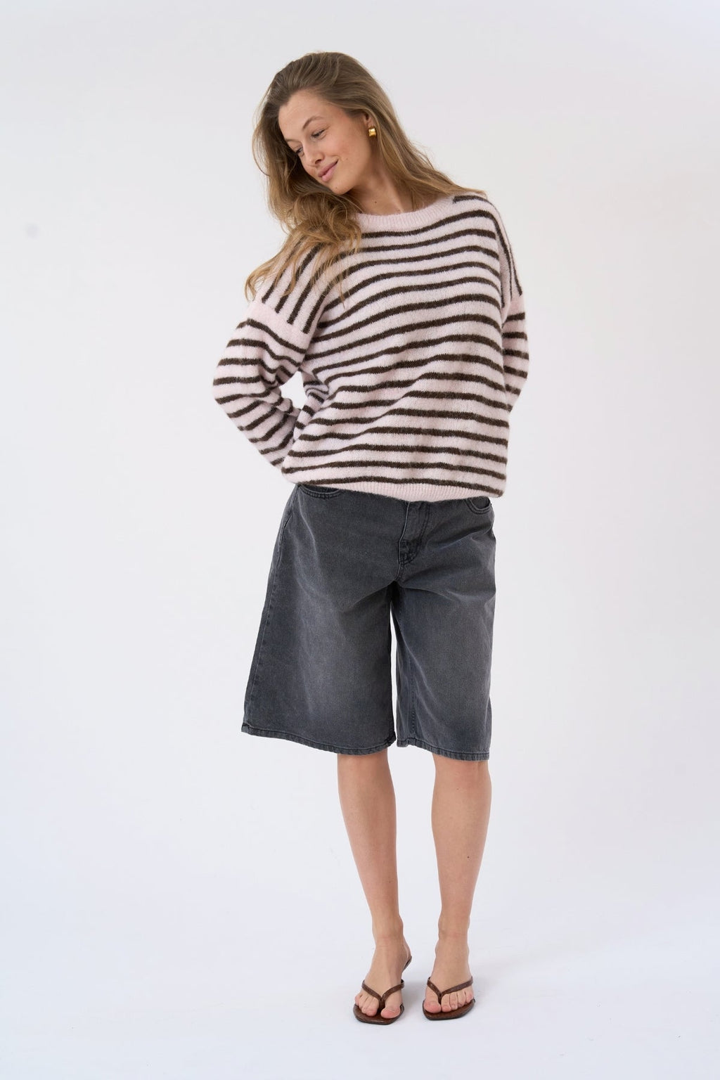 Sienna Striped Knit - Pinkki/suklaa