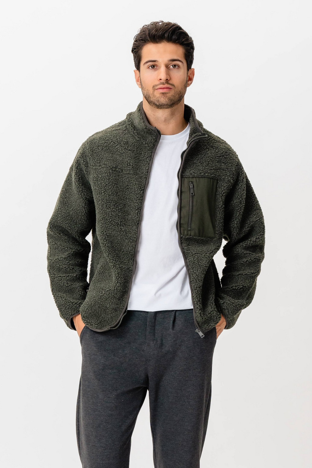 Fleece -takki - tumma oliivi