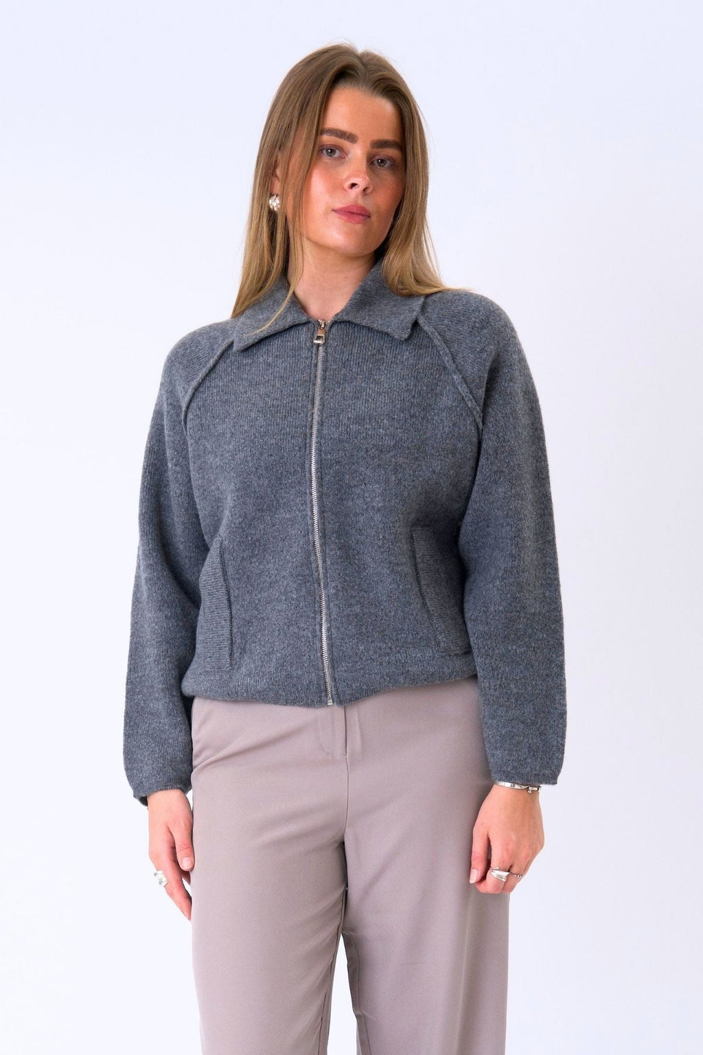 Selma Knit vetoketju - harmaa