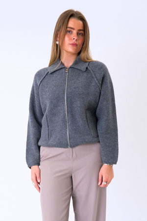Selma Knit vetoketju - harmaa