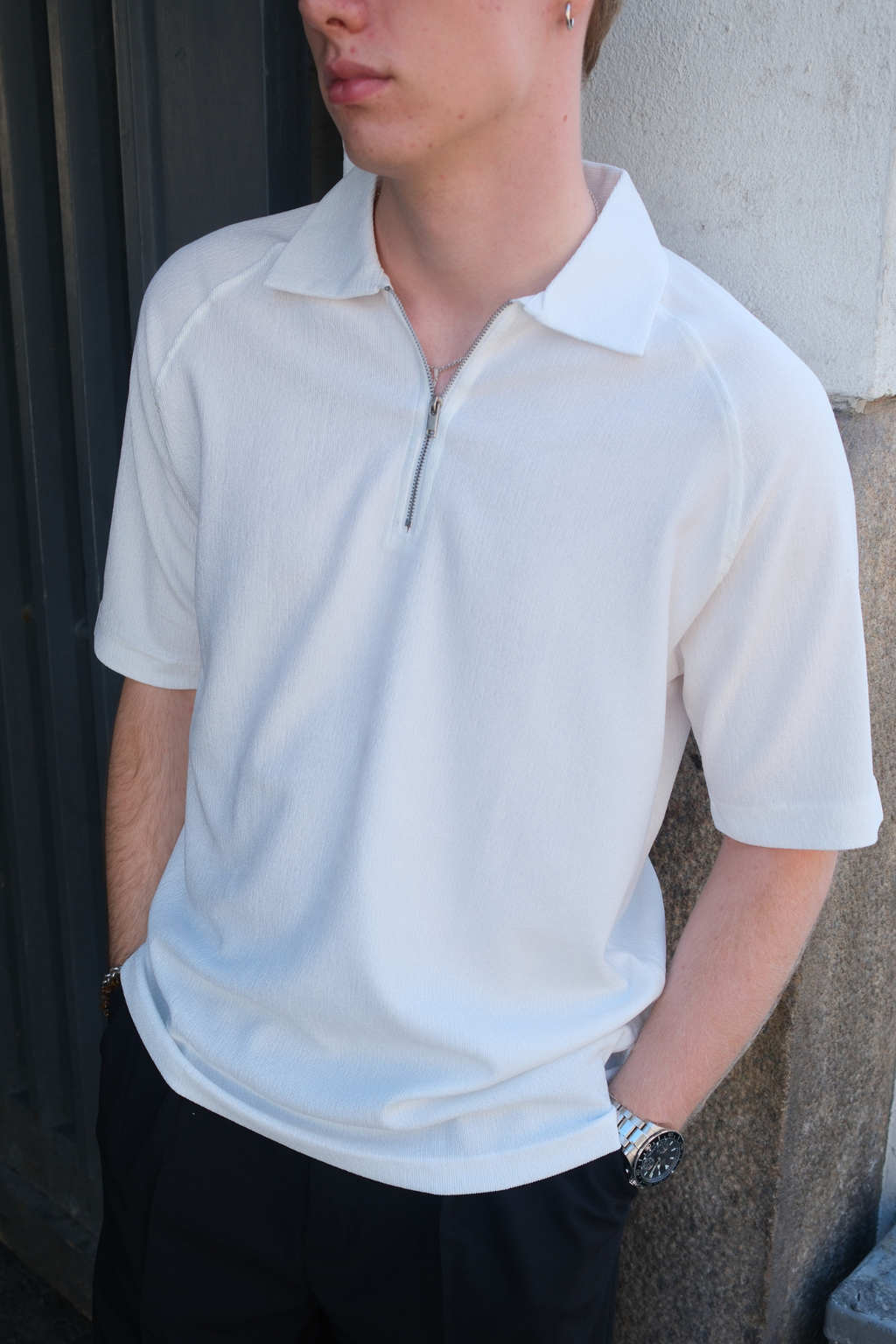 Enzo lyhythiha puoli vetoketju - valkoinen