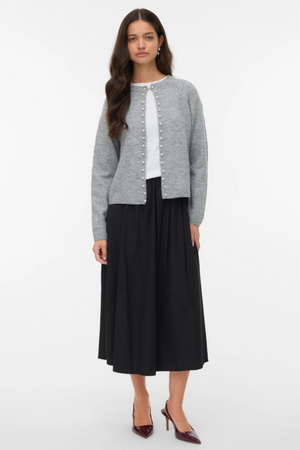 Magalene O -kaula -helmi -neuletakki - keskikokoinen harmaa melange