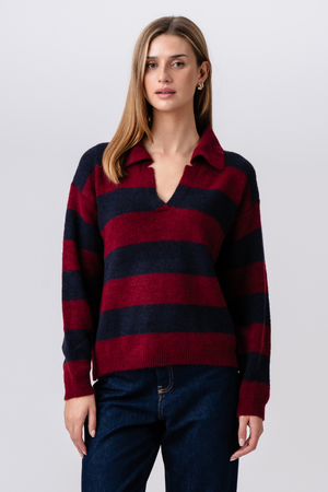 Nora Knit - Burgundy/ Deep Blue