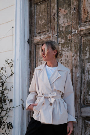Sia Short Trenchcoat - luonnonvalkoinen
