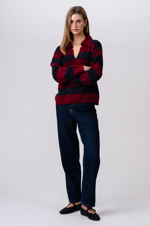 Nora Knit - Burgundy/ Deep Blue
