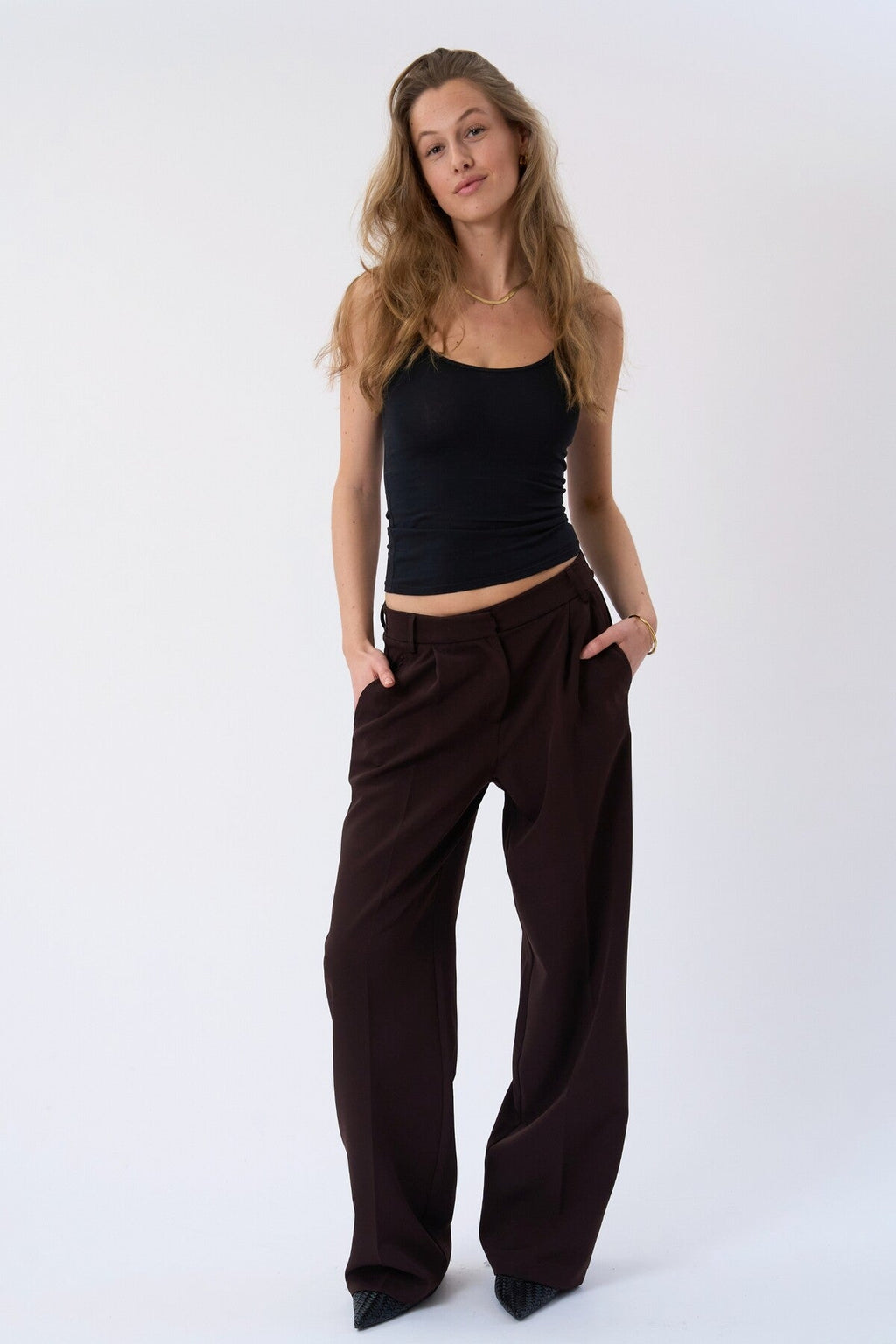Mila Wide Pants - Ruskea