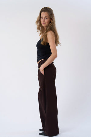 Mila Wide Pants - Ruskea