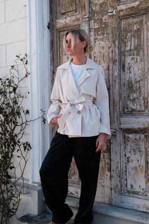 Sia Short Trenchcoat - luonnonvalkoinen