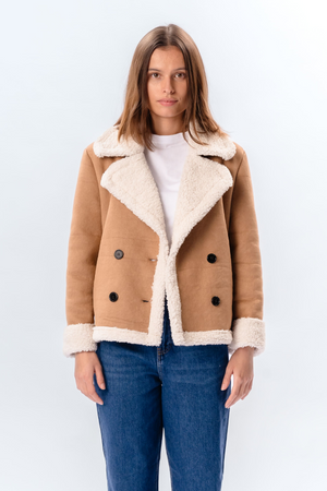 Shearling lyhyt takki - Beige