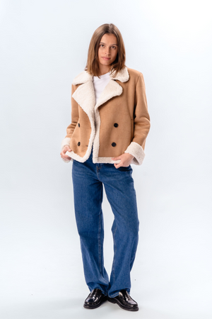 Shearling lyhyt takki - Beige