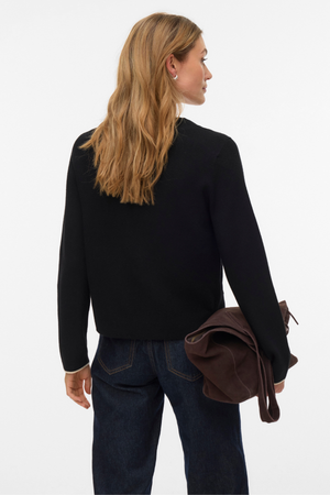 Kultainen V-aukkoinen kontrastineuletakki - musta W. Koivu