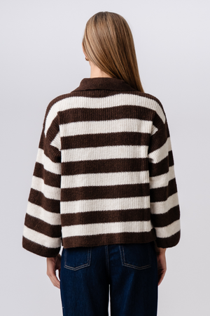 Josie Polo Knit - ruskea/ luonnonvalkoinen
