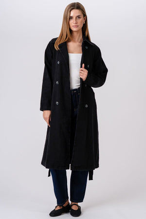 Denim -trenchcoat - tummansininen