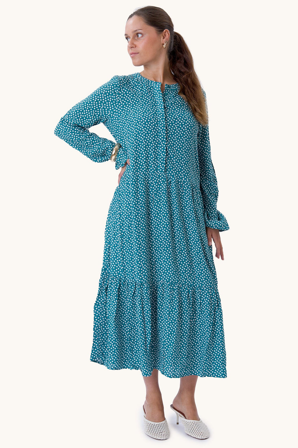 Anna -pitkähihainen mekko - Teal Green
