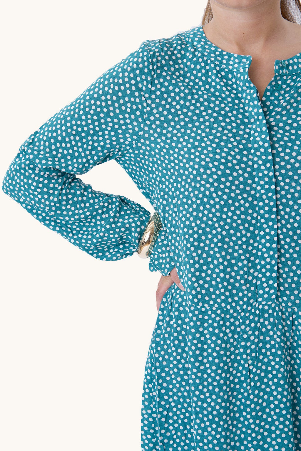 Anna -pitkähihainen mekko - Teal Green