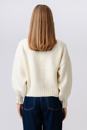 V-kaula-aukkoinen neuletakki - Ecru