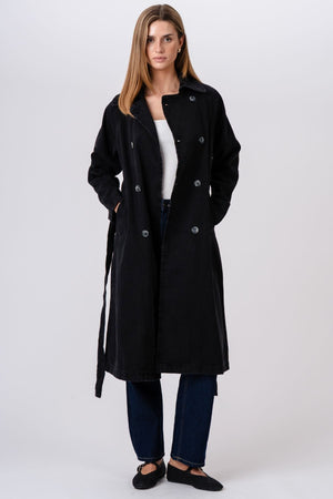Denim -trenchcoat - tummansininen