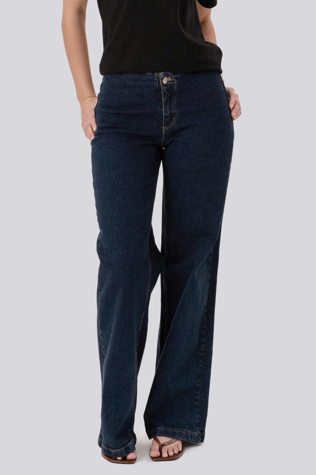 Miley Wide Jeans - tummansininen