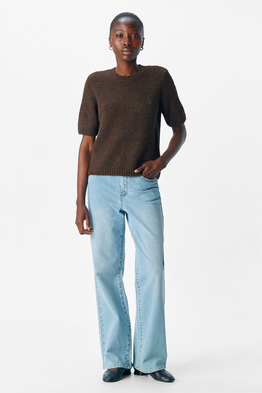 Aggia s/s neulottu pullover - sinetöinti ruskea