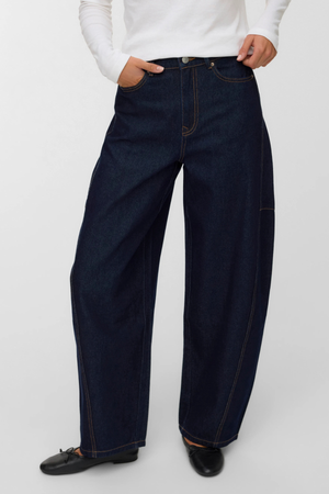 Kaitlin Wide Barrel Farkut - Tummansininen Denim