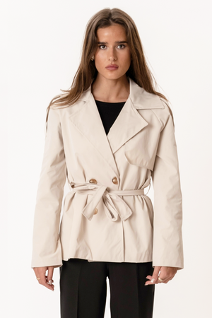 Sia Short Trenchcoat - luonnonvalkoinen