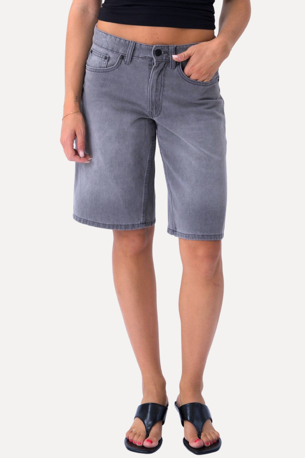 Denim Shorts - Harmaa
