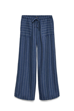 Odette leveät housut - tumma denim / valkoinen