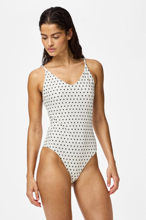 Baomi Swimsuit - Egret - Black Dot