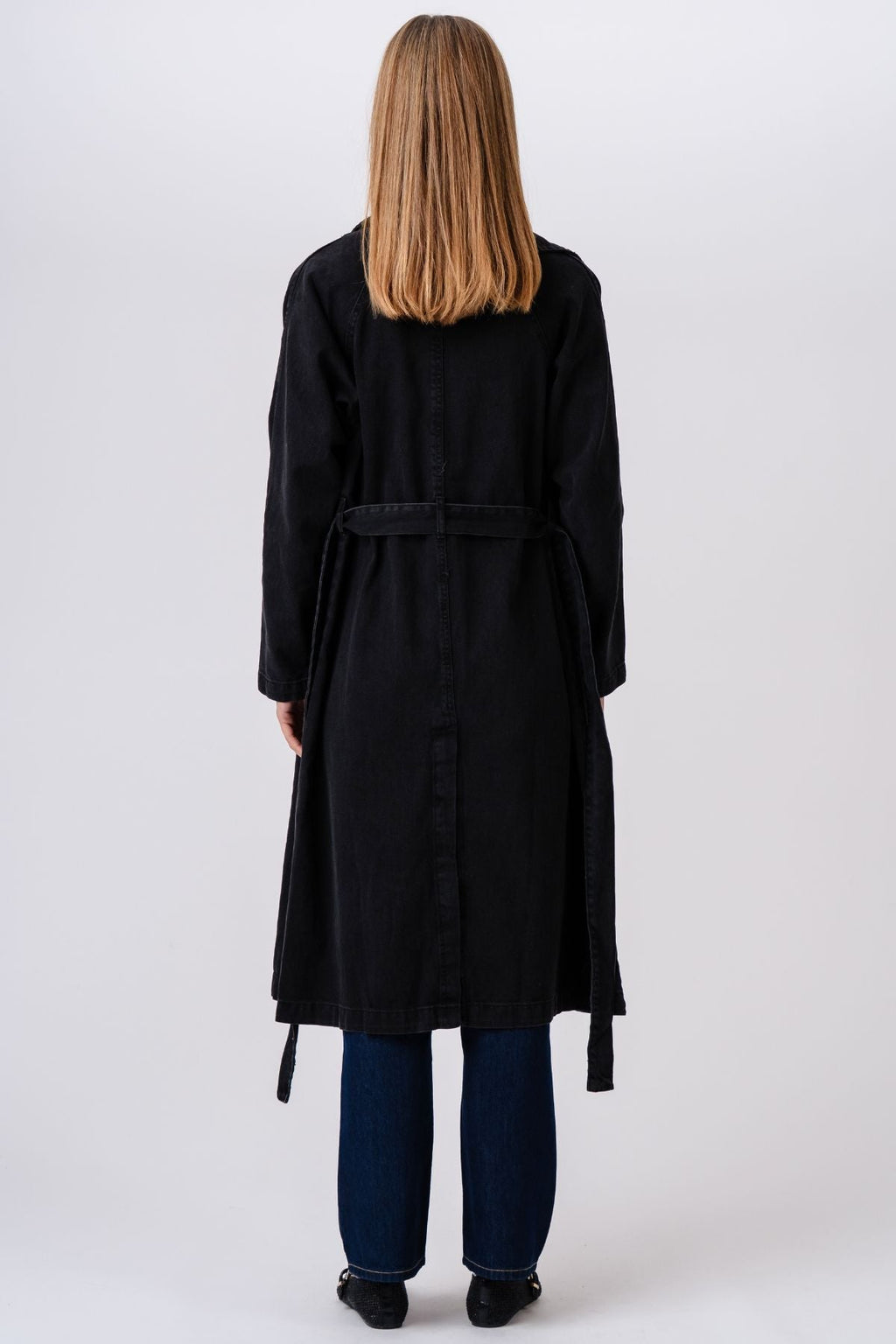 Denim -trenchcoat - tummansininen